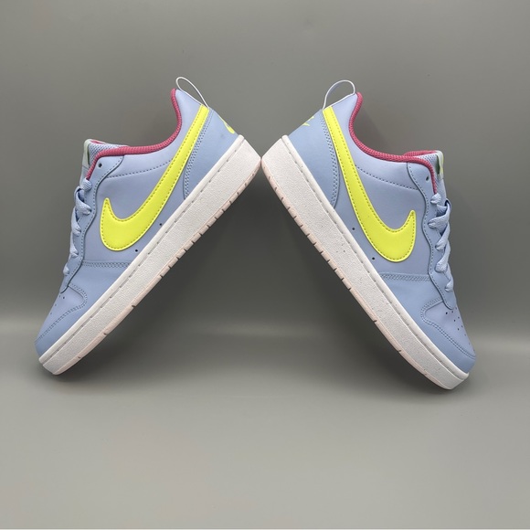 Nike Court Borough 2 Low -6.5Y Cobalt Bliss and Light Lemon Twist Women's Size 8 - Picture 1 of 14
